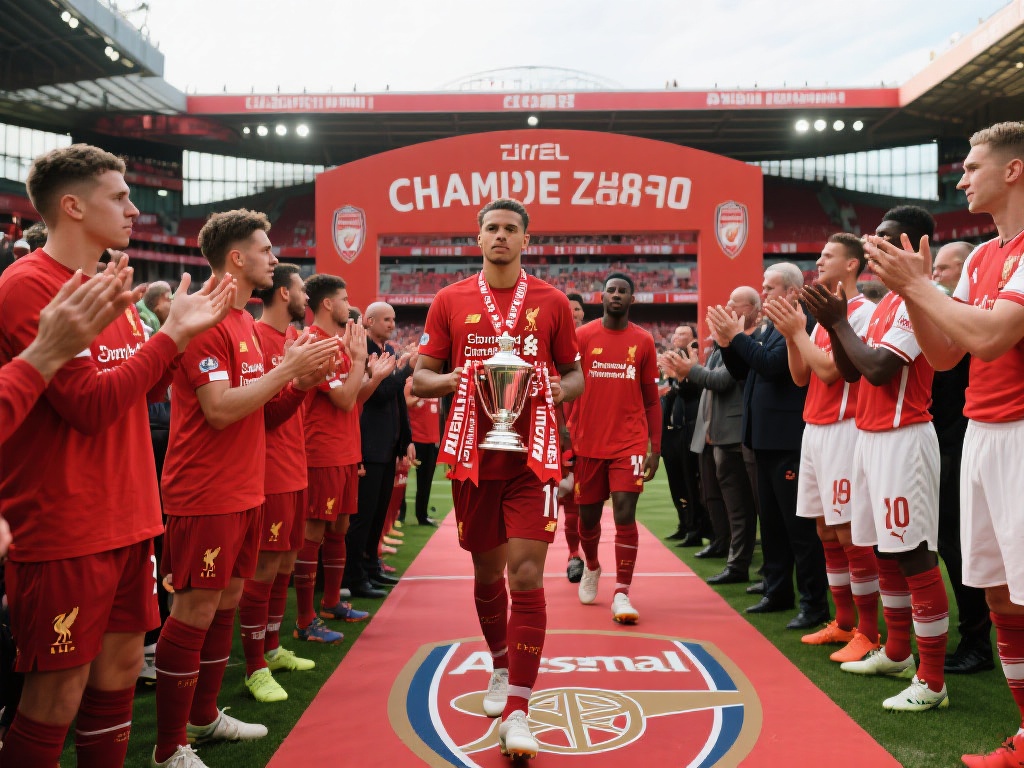 冠军荣耀!利物浦加冕英超,阿森纳列队致敬 在与阿森纳的比赛前,利物浦球员身着冠军纪